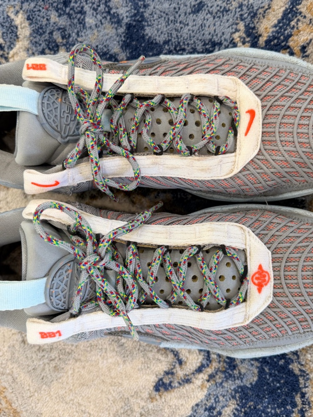 Nike Gray Mesh Sneakers with Multicolor Braided Laces